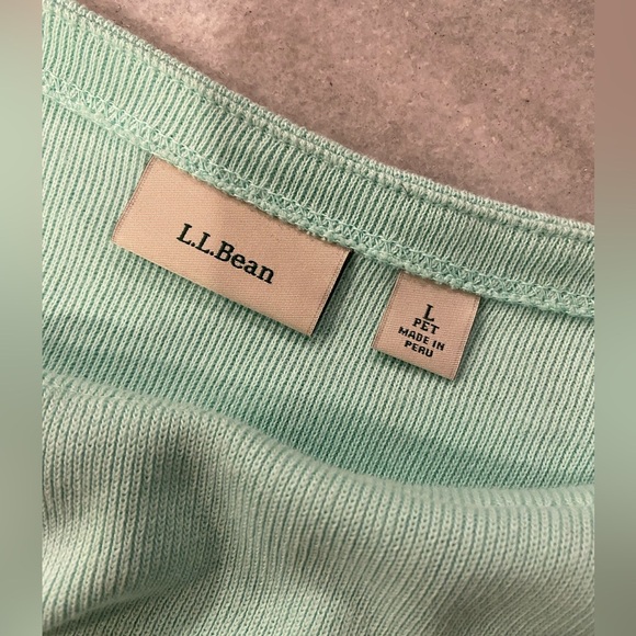 L.L. Bean Size LP Aquamarine Teal Stripe 3/4 Sleeve Knit Heritage Mariner Shirt - Picture 10 of 11